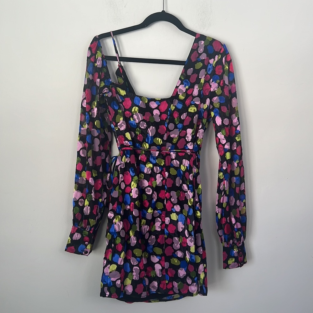 NBD Revolve Maxine Mini wrap Dress in Painted Dot - Picture 12 of 13
